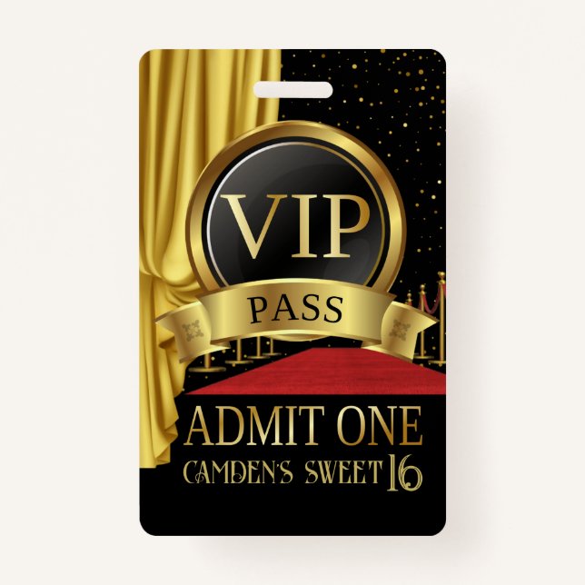 VIP, Red Carpet Birthday, Hollywood Birthday Badge (Front)