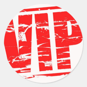VIP rubber stamp effect Classic Round Sticker