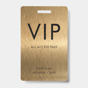 VIP Simple Font on Brushed Bronze Metallic Badge