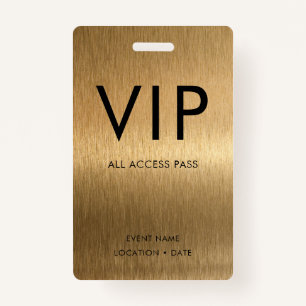 VIP Simple Font on Brushed Bronze Metallic Badge