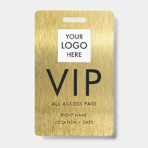 VIP Simple Font on Brushed Gold Metallic Badge