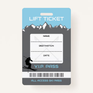 VIP SKI LIFT TICKET Escort Gift Seating Card Badge
