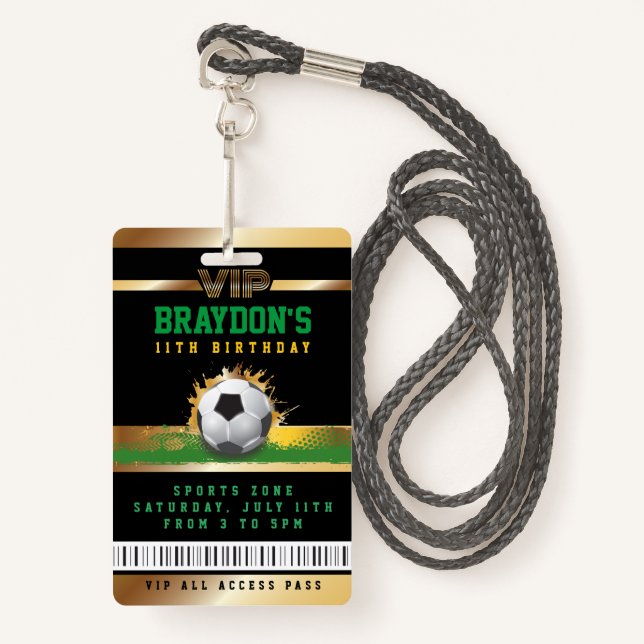 VIP SOCCER ALL ACCESS Gold Pass Badge (Front with Lanyard)