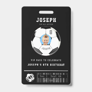 VIP Soccer Pass Custom Photo Birthday Party Badge