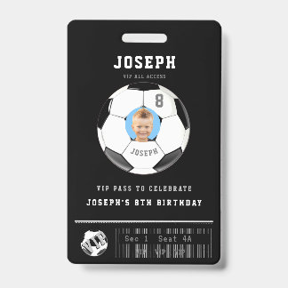VIP Soccer Pass Custom Photo Birthday Party Badge