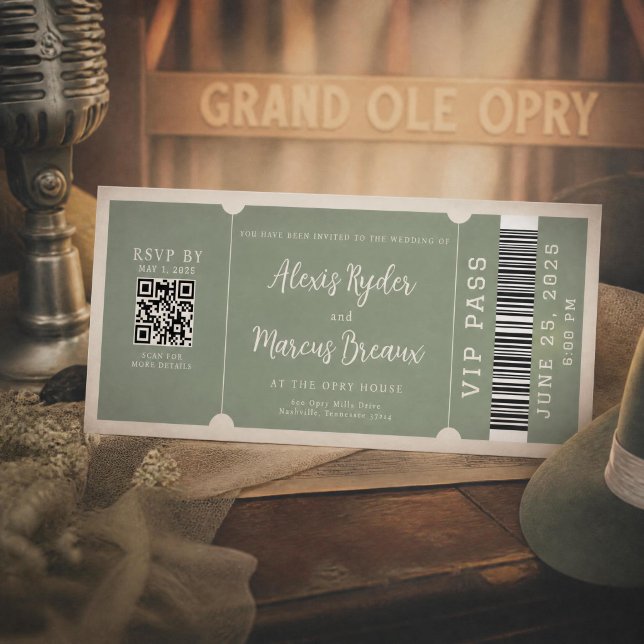 VIP Ticket Trendy Sage Wedding Invitation (Creator Uploaded)