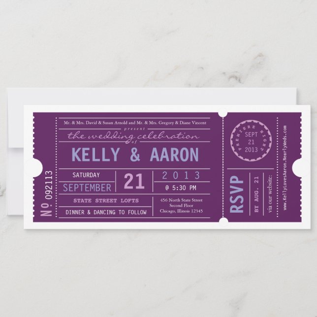 VIP Vintage Ticket Wedding Invitation (Front)