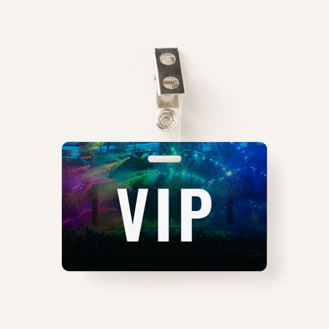 VIP with QR Code and Photo Horizontal ID Badge (Front with Clip)