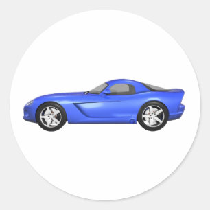 Viper Hard-Top Muscle Car: Blue Finish Classic Round Sticker