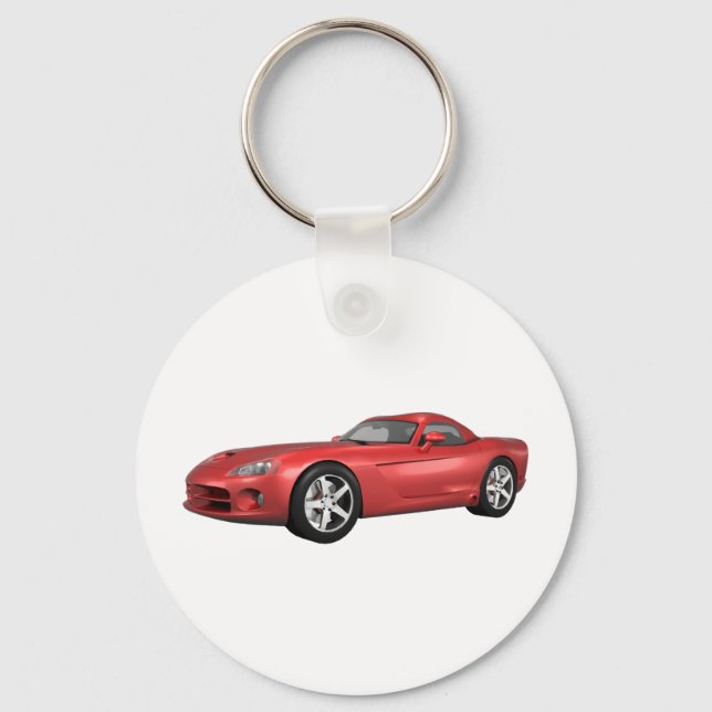 Viper Hard-Top Muscle Car: Red Finish Keychain (Front)