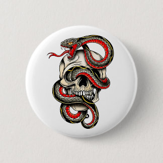 Viper Skull Tattoo Design 2 Inch Round Button