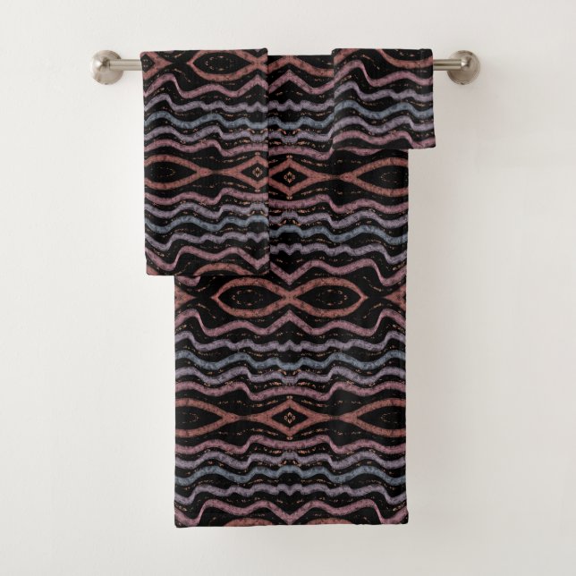 Viper Snake Skin Drawing Pattern Soft Pastel Colou Bath Towel Set (Insitu)