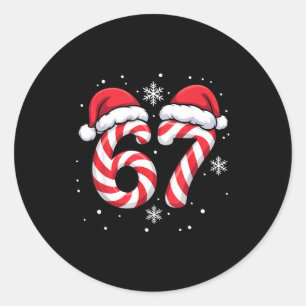 Viral 67 Candy Canes Santa Funny Holiday Kids Humo Classic Round Sticker