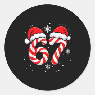 Viral 67 Candy Canes Santa Holiday Kids Humor Classic Round Sticker