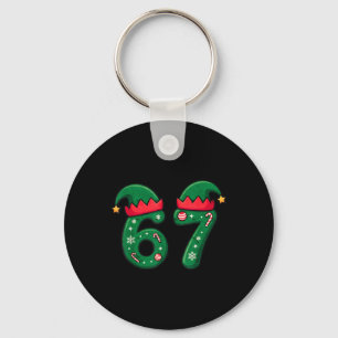 Viral 67 Christmas Elf Hat 6 7 Trend Meme Six Seve Keychain