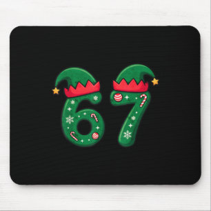 Viral 67 Christmas Elf Hat 6 7 Trend Meme Six Seve Mouse Pad