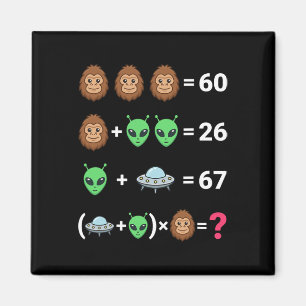 Viral 6 7 Meme Bigfoot Alien Ufo Algebra Equation  Magnet