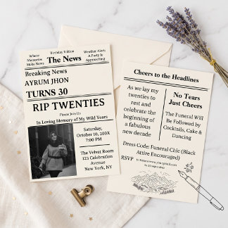 Viral Aesthetic Modern Newspaper Theme Wedding Invitation