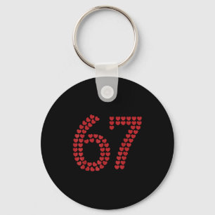 Viral Six Seven Love 67 Hearts Valentine's Day Cli Keychain