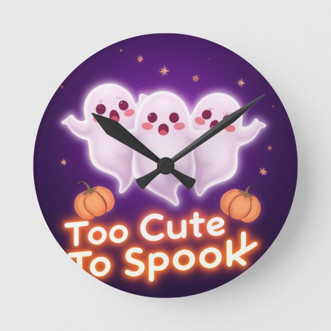Viral Spooky Cute Ghosts 👻 Halloween Design Round Clock (Front)