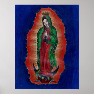 Virgen de Guadalupe Coloured Pencil Art Poster