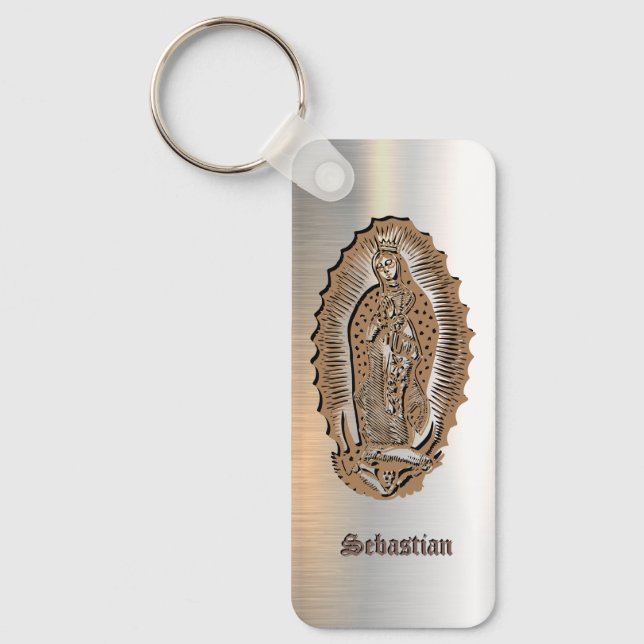 Virgen de Guadalupe Mother Mary Catholic Keychain (Front)