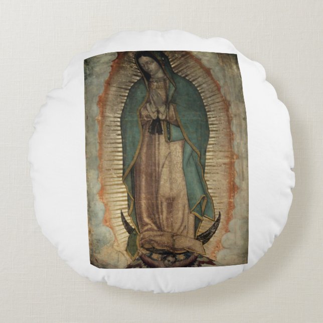 Virgen de Guadalupe Round Pillow (Front)