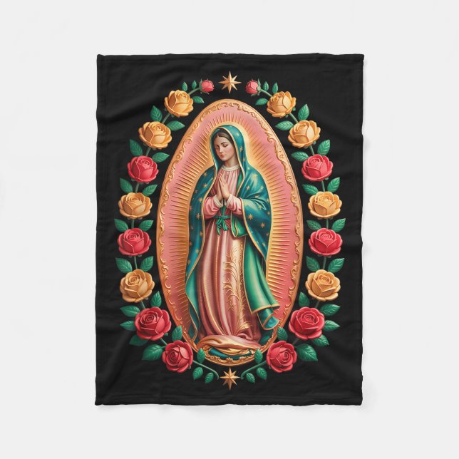 Virgen De Guadalupe Saint Mary Christian Religious Fleece Blanket (Front)