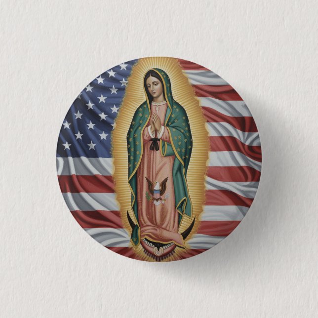 Virgen de Guadalupe - USA 1 Inch Round Button (Front)