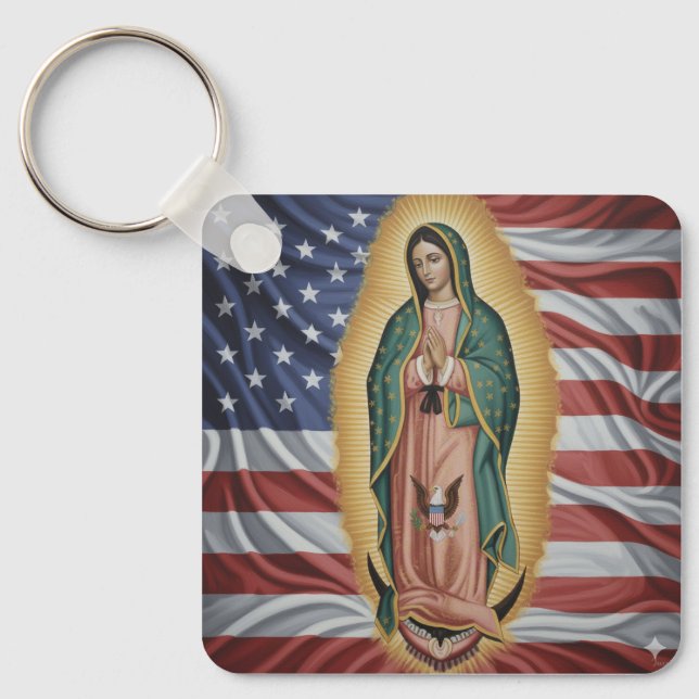 Virgen de Guadalupe - USA Keychain (Front)