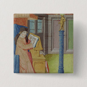 Virgil writing before Artemis 2 Inch Square Button