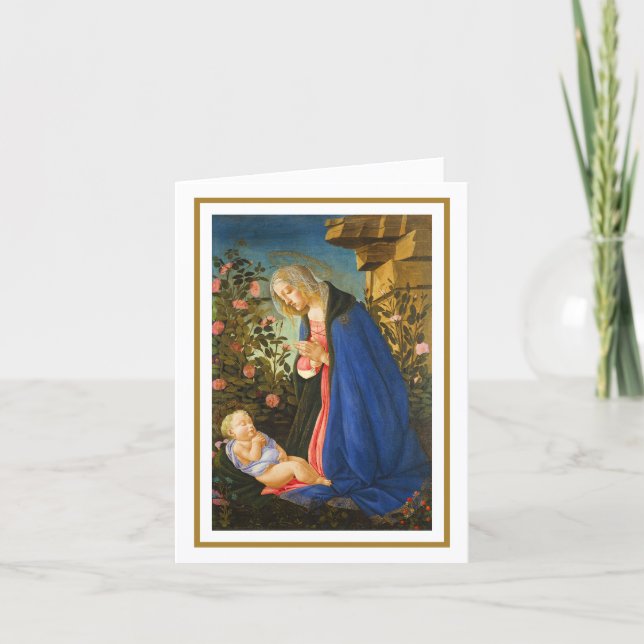 VIRGIN ADORING SLEEPING CHRIST CHILD  CARD (Front)