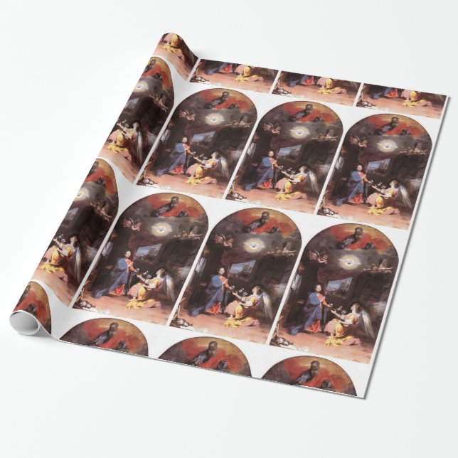 VIRGIN AND ANNUNCIATION ANGEL WRAPPING PAPER (Unrolled)
