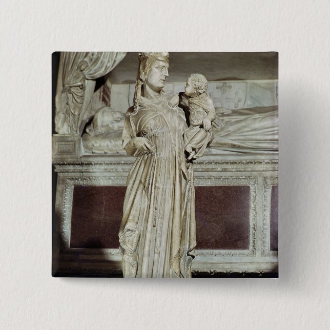 Virgin and Child 2 Inch Square Button (Front)