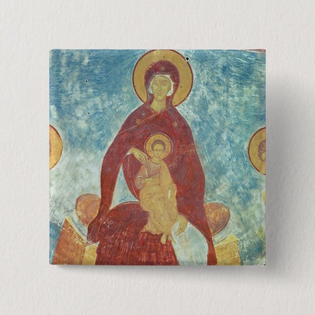 Virgin and Child 2 Inch Square Button (Front)