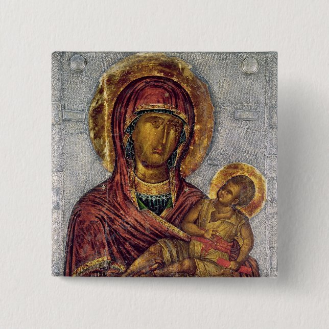 Virgin and Child 3 2 Inch Square Button (Front)