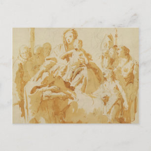 Virgin and Child Adored by Bishops, Monks & Women Postcard