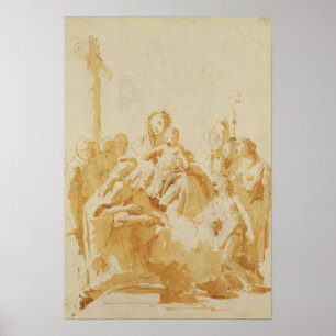 Virgin and Child Adored by Bishops, Monks & Women Poster
