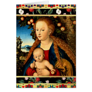 Virgin and Child Apple TVintage Art Christmas Card