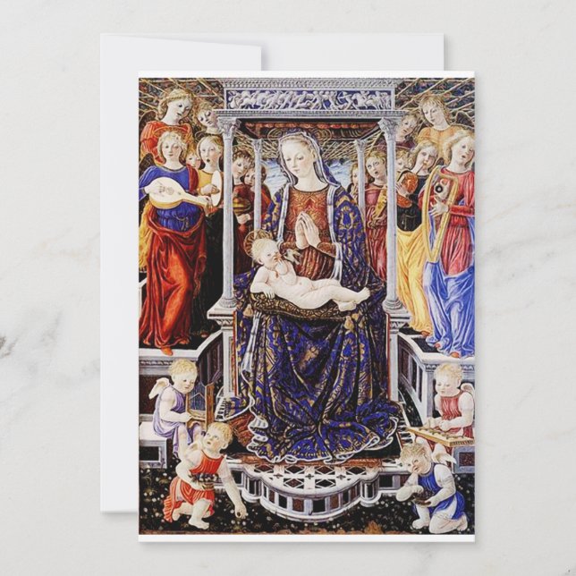 Virgin and Child Enthroned with Music-Making Angel Invitation (Front)