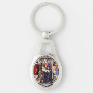 Virgin and Child Enthroned with Music-Making Angel Keychain
