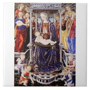 Virgin and Child Enthroned with Music-Making Angel Tile