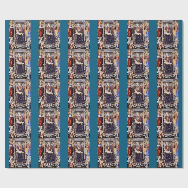 Virgin and Child Enthroned with Music-Making Angel Wrapping Paper (Flat)
