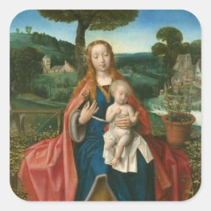 Virgin and Child in Landscape Provoost Fine Art Square Sticker