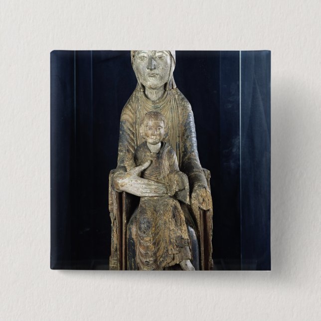 Virgin and Child in Majestd, from Forez 2 Inch Square Button (Front)