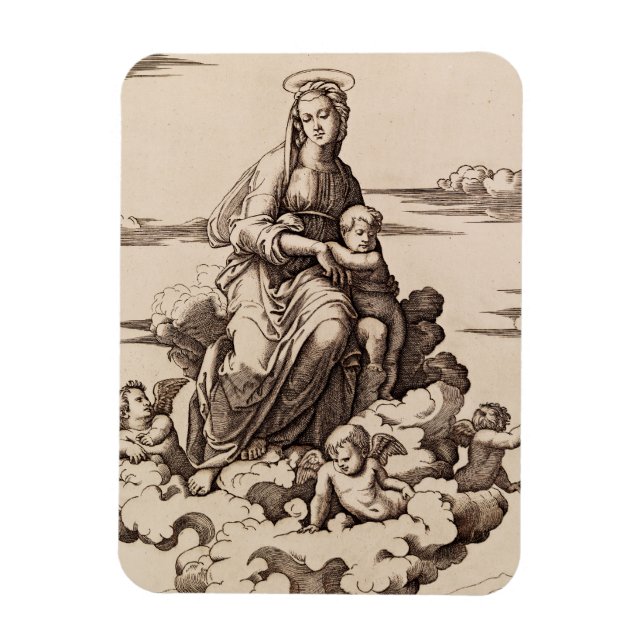 Virgin and Child in the Clouds Magnet (Vertical)
