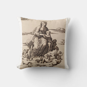 Virgin and Child in the Clouds Throw Pillow