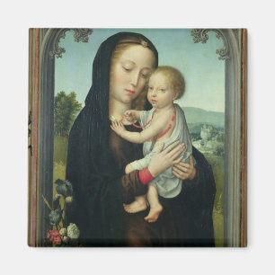 Virgin and Child (oil on panel) Magnet