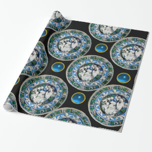 VIRGIN AND CHILD WITH ANGELS, Round Blue Sapphire Wrapping Paper