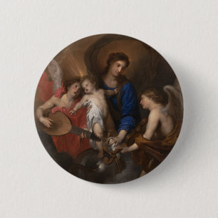 Virgin and Child with Music Making Angels 2 Inch Round Button